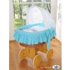 Baby Wicker Crib with Hood - Owls turquoise