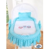 Baby Wicker Crib with Hood - Owls turquoise