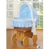 Baby Wicker Crib with Hood - Teddy Bear Barnaba blue