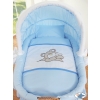Baby Wicker Crib with Hood - Teddy Bear Barnaba blue
