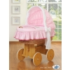 Baby Wicker Crib with Hood - Teddy Bear Barnaba pink