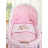Baby Wicker Crib with Hood - Teddy Bear Barnaba pink