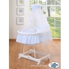 Baby Wooden Basket on Wheels / Wicker drape crib- Donkey Luca blau