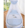 Baby Wooden Basket on Wheels / Wicker drape crib- Donkey Luca blau