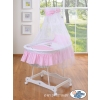 Baby Wooden Basket on Wheels / Wicker drape crib- Donkey Luca pink
