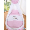 Baby Wooden Basket on Wheels / Wicker drape crib- Donkey Luca pink