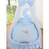 Baby Wooden Basket on Wheels / Wicker drape crib- Good night blue