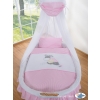 Baby Wooden Moses Basket on Wheels / Wicker drape crib- Donkey Luca pink