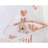 Babybed Bedding set 5-pcs with mosquito-net- Hanging Hearts orange stripes