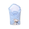 Babynest Newborn Wrap Blanket with stiffening- Bear with bow blue