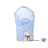 Babynest Newborn Wrap Blanket with stiffening- Bear with bow blue