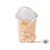 Babynest Newborn Wrap Blanket with stiffening- Bear with bow peach