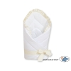 Babynest Newborn Wrap Blanket with stiffening- Bear with bow white