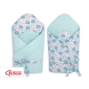 Babynest Newborn Wrap Blanket with stiffening with bow - hedgehogs mint