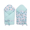 Babynest Newborn Wrap Blanket with stiffening with bow - hedgehogs mint