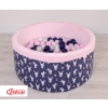 Ball-pit minky with balls 200pcs - blue rabbits