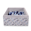 Ball-pit minky with balls 200pcs - gray rabbits