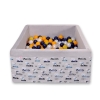 Ball-pit minky with balls 200pcs - gray rabbits