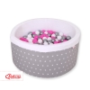 Ball-pit minky with balls 200pcs- gray stars