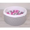 Ball-pit minky with balls 200pcs- gray stars