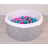 Ball-pit minky with balls 200pcs- gray stars