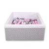 Ball-pit minky with balls 200pcs - white dots on Gray