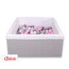 Ball-pit minky with balls 200pcs - white dots on Gray