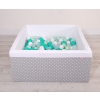 Ball-pit minky with balls 200pcs - white dots on Gray