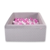 Ball-pit minky with balls 200pcs - white dots on Gray