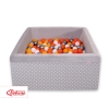 Ball-pit minky with balls 200pcs - white dots on Gray
