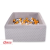 Ball-pit minky with balls 200pcs - white dots on Gray