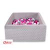 Ball-pit minky with balls 200pcs - white dots on Gray