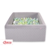 Ball-pit minky with balls 200pcs - white dots on Gray