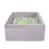 Ball-pit minky with balls 200pcs - white dots on Gray