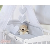 Bedding set 11-pcs with canopy and Holder - Hanging Hearts Gray