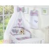 Bedding set 11-pcs with canopy and Holder - Hanging Hearts lilac stripes