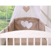 Bedding set 11-pcs with canopy and Holder - Hanging Hearts white dots on brown