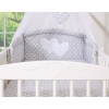 Bedding set 11-pcs with canopy and Holder - Hanging Hearts white dots on Gray