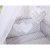 Bedding set 11-pcs with canopy and Holder - Hanging Hearts white dots on Gray