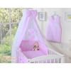Bedding set 11-pcs with canopy and Holder - Hanging Hearts white dots on pink