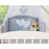 Bedding set 11-pcs with canopy and Holder - Hanging Hearts white polka dots on Gray