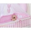 Bedding set 11-pcs with mosquito-net- Hanging Hearts white polka dots on pink