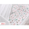 Bedding set 5-pcs bumper cases mosquito-net - foxes beige