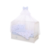 Bedding set 5-pcs bumper cases mosquito-net - gray -blue stars
