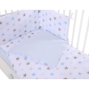 Bedding set 5-pcs bumper cases mosquito-net - gray -blue stars