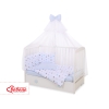 Bedding set 5-pcs bumper cases mosquito-net - gray -blue stars