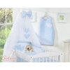 Bedding set 5-pcs bumper cases mosquito-net- Hanging Hearts blue checkered