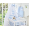 Bedding set 5-pcs bumper cases mosquito-net- Hanging Hearts blue checkered