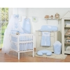 Bedding set 5-pcs bumper cases mosquito-net- Hanging Hearts blue checkered