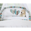 Bedding set 5-pcs bumper cases mosquito-net- Hanging Hearts brown stripes